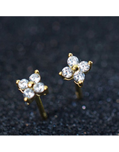 Śliczne biżuteria delikatna dziewczyna kobiety Ear Stud Tiny cz kwiat delikatny 925 Sterling Silver mały cz stud minimalistyczny