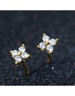 Śliczne biżuteria delikatna dziewczyna kobiety Ear Stud Tiny cz kwiat delikatny 925 Sterling Silver mały cz stud minimalistyczny