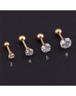 20G chrząstka ze stali nierdzewnej Piercing kolczyki Cz 3 Prong chrząstka Tragus Ear Stud kryształ cyrkon kolczyki Piercing biżu