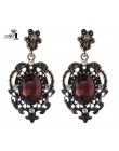 YaYi biżuteria nowe czerwone szkło Rhinestone Dangle kryształowy kolczyk moda damska starożytne złoto kolor Gem kolczyki prezent