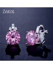 ZAKOL cyrkonia klip kolczyki dla kobiet moda biżuteria kryształ kolczyki kobiet Wedding Party prezent najwyższej jakości FSEP526