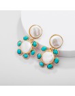 Trendy Crystal Pearl okrągły wisiorek stadniny kolczyki dla kobiet moda perłowe koraliki oświadczenie biżuteria kolczyki ślubne 