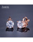 ZAKOL cyrkonia klip kolczyki dla kobiet moda biżuteria kryształ kolczyki kobiet Wedding Party prezent najwyższej jakości FSEP526
