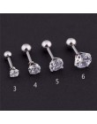 20G chrząstka ze stali nierdzewnej Piercing kolczyki Cz 3 Prong chrząstka Tragus Ear Stud kryształ cyrkon kolczyki Piercing biżu