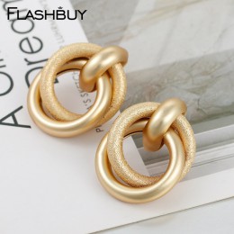 Flashbuy Fashion proste duże stopowe głupie kolczyki złote łezki dla kobiet kobiece geometryczne modne kolczyki w stylu Vintage 