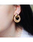 Flashbuy Fashion proste duże stopowe głupie kolczyki złote łezki dla kobiet kobiece geometryczne modne kolczyki w stylu Vintage 