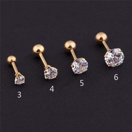 20G chrząstka ze stali nierdzewnej Piercing kolczyki Cz 3 Prong chrząstka Tragus Ear Stud kryształ cyrkon kolczyki Piercing biżu