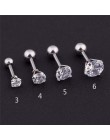 20G chrząstka ze stali nierdzewnej Piercing kolczyki Cz 3 Prong chrząstka Tragus Ear Stud kryształ cyrkon kolczyki Piercing biżu