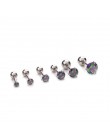 20G chrząstka ze stali nierdzewnej Piercing kolczyki Cz 3 Prong chrząstka Tragus Ear Stud kryształ cyrkon kolczyki Piercing biżu