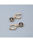 YMYW Trendy Vintage czarna emalia okrągłe spadek kolczyki metalowe proste etniczne urok Piercing biżuteria kobiety wakacje Brinc