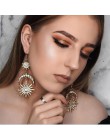 KMVEXO duże luksusowe słońce księżyc gwiazdy spadek kolczyki Rhinestone Punk kolczyki dla kobiet biżuteria złoty Boho Vintage kr