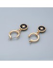 YMYW Trendy Vintage czarna emalia okrągłe spadek kolczyki metalowe proste etniczne urok Piercing biżuteria kobiety wakacje Brinc