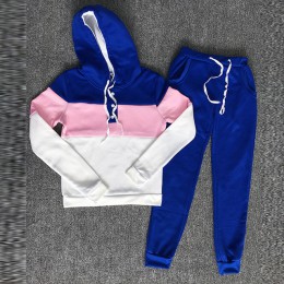 Dres 2 szt. Zestaw damski bluzy krótki top bluza + spodnie z bocznym paskiem z kapturem 2 szt. Zestawy damskie odzież duże rozmi