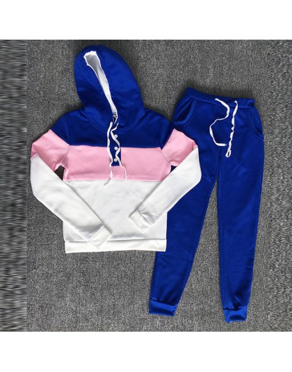 Dres 2 szt. Zestaw damski bluzy krótki top bluza + spodnie z bocznym paskiem z kapturem 2 szt. Zestawy damskie odzież duże rozmi