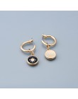 YMYW Trendy Vintage czarna emalia okrągłe spadek kolczyki metalowe proste etniczne urok Piercing biżuteria kobiety wakacje Brinc