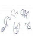 2020 New Fashion 5 sztuk/zestaw złoty srebrny liść klipsy Ear Cuff dla kobiet wspinaczy bez przekłuwania uszu fałszywy kolczyk n