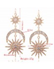 KMVEXO duże luksusowe słońce księżyc gwiazdy spadek kolczyki Rhinestone Punk kolczyki dla kobiet biżuteria złoty Boho Vintage kr
