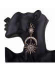 KMVEXO duże luksusowe słońce księżyc gwiazdy spadek kolczyki Rhinestone Punk kolczyki dla kobiet biżuteria złoty Boho Vintage kr