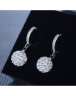 925 srebro kolczyki biżuteria moda jasny kryształ cyrkon wiertła Ball okrągły wkręt kolczyki dla kobiet dziewczyn dzieci Lady pr