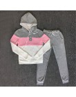 Dres 2 szt. Zestaw damski bluzy krótki top bluza + spodnie z bocznym paskiem z kapturem 2 szt. Zestawy damskie odzież duże rozmi