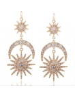 KMVEXO duże luksusowe słońce księżyc gwiazdy spadek kolczyki Rhinestone Punk kolczyki dla kobiet biżuteria złoty Boho Vintage kr