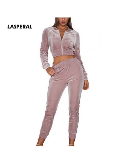 LASPERAL wiosna jesień zestawy dla kobiet odzież sportowa ciepły aksamit dres z kapturem 2 sztuk paskiem bluza Pant dresy Casual