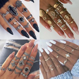9 projekt Boho Vintage złota gwiazda Midi księżyc zestaw pierścieni dla kobiet Opal kryształ Midi Ring Finger 2019 kobiet czeski