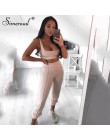 Simenual prążkowany podstawowy trening sportowy pasujący zestaw damski moda Casual solidne dwuczęściowe stroje bez rękawów topy 