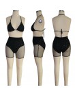 Adogirl przezroczysta siateczka diamenty Night Club dwuczęściowy zestaw kobiety moda Sexy Tankini biustonosz kąpielowy Top + szo