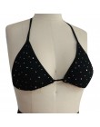 Adogirl przezroczysta siateczka diamenty Night Club dwuczęściowy zestaw kobiety moda Sexy Tankini biustonosz kąpielowy Top + szo