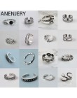 ANENJERY Vintage Handmade 925 srebro pierścionki dla kobiet mężczyzn rozmiar 18mm regulowane Thai srebrne pierścionki osobowość 