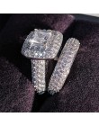 Moonso trendy luksusowe 925 Sterling srebrne wesele zestaw pierścieni pasek do dla nowożeńców dziewcząt i kobiet ladys para zako
