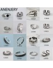 ANENJERY Vintage Handmade 925 srebro pierścionki dla kobiet mężczyzn rozmiar 18mm regulowane Thai srebrne pierścionki osobowość 