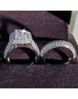 Moonso trendy luksusowe 925 Sterling srebrne wesele zestaw pierścieni pasek do dla nowożeńców dziewcząt i kobiet ladys para zako