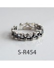 ANENJERY Vintage Handmade 925 srebro pierścionki dla kobiet mężczyzn rozmiar 18mm regulowane Thai srebrne pierścionki osobowość 