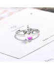 Nowy Exquisite kolor kamień księżycowy jednorożec otwarcie pierścionki dla kobiet 925 Sterling Silver biżuteria akcesoria Party 