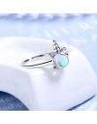 Nowy Exquisite kolor kamień księżycowy jednorożec otwarcie pierścionki dla kobiet 925 Sterling Silver biżuteria akcesoria Party 