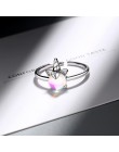 Nowy Exquisite kolor kamień księżycowy jednorożec otwarcie pierścionki dla kobiet 925 Sterling Silver biżuteria akcesoria Party 