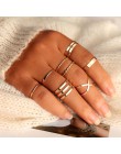 Oryginalny Design złoty srebrny okrągły z dziurką geometryczne zestaw pierścieni dla kobiet moda krzyż Twist otwarty pierścień u