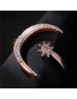 Moda pierścień księżyc gwiazda otwarty palec regulowane pierścienie kobiety strasy dla dziewczynek kryształ biżuteria panny młod