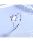 Nowy Exquisite kolor kamień księżycowy jednorożec otwarcie pierścionki dla kobiet 925 Sterling Silver biżuteria akcesoria Party 