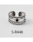 ANENJERY Vintage Handmade 925 srebro pierścionki dla kobiet mężczyzn rozmiar 18mm regulowane Thai srebrne pierścionki osobowość 
