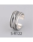 ANENJERY Vintage Handmade 925 srebro pierścionki dla kobiet mężczyzn rozmiar 18mm regulowane Thai srebrne pierścionki osobowość 