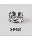ANENJERY Vintage Handmade 925 srebro pierścionki dla kobiet mężczyzn rozmiar 18mm regulowane Thai srebrne pierścionki osobowość 