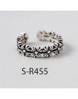 ANENJERY Vintage Handmade 925 srebro pierścionki dla kobiet mężczyzn rozmiar 18mm regulowane Thai srebrne pierścionki osobowość 