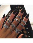 Tocona 9 sztuk/zestaw Boho Midi Finger zestaw pierścieni dla kobiet Punk słoń kwiat drążą Sliver Knuckle pierścionki biżuteria p