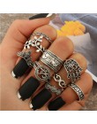 Tocona 9 sztuk/zestaw Boho Midi Finger zestaw pierścieni dla kobiet Punk słoń kwiat drążą Sliver Knuckle pierścionki biżuteria p