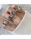 Biżuteria damska wielowarstwowy łańcuszek z pierścieniami na palce ozdobny efektowny modny oryginalny