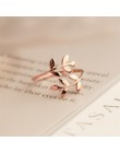 Charms dwa kolory drzewo oliwne gałąź liście otwarty pierścień dla kobiet dziewczyna obrączki regulowany Knuckle biżuteria na pa