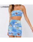LVINMW Sexy Angel Cupid wydrukowano Bodycon 2 sztuk zestawy moda 2019 lato kobiety Camisole krótkie bluzki i wysokiej talii krót